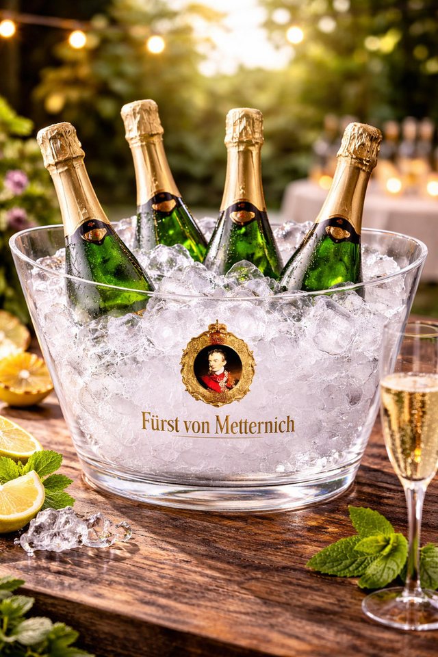 Fürst von Metternich Sektkühler Flaschenkühler transparent 40 cm mit Logo – Sekt- und Flaschenkühler – Bild 4 von 5