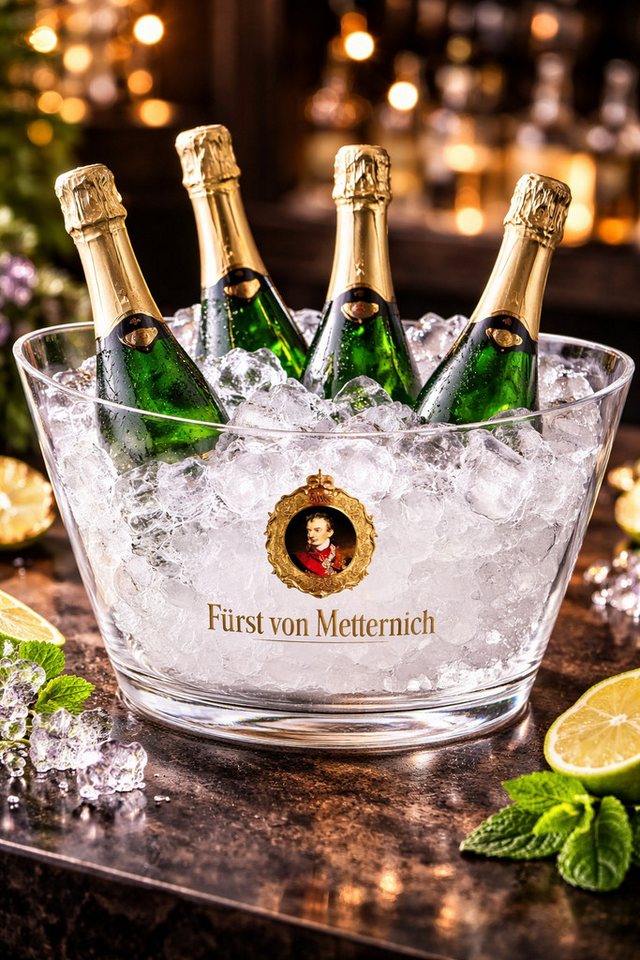 Fürst von Metternich Sektkühler Flaschenkühler transparent 40 cm mit Logo – Sekt- und Flaschenkühler – Bild 5 von 5