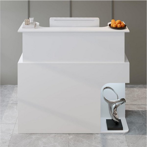 FUFU&GAGA Empfangstheke Empfangstheke mit LED-Beleuchtung, Weiß, MDF, 120×50×110 cm