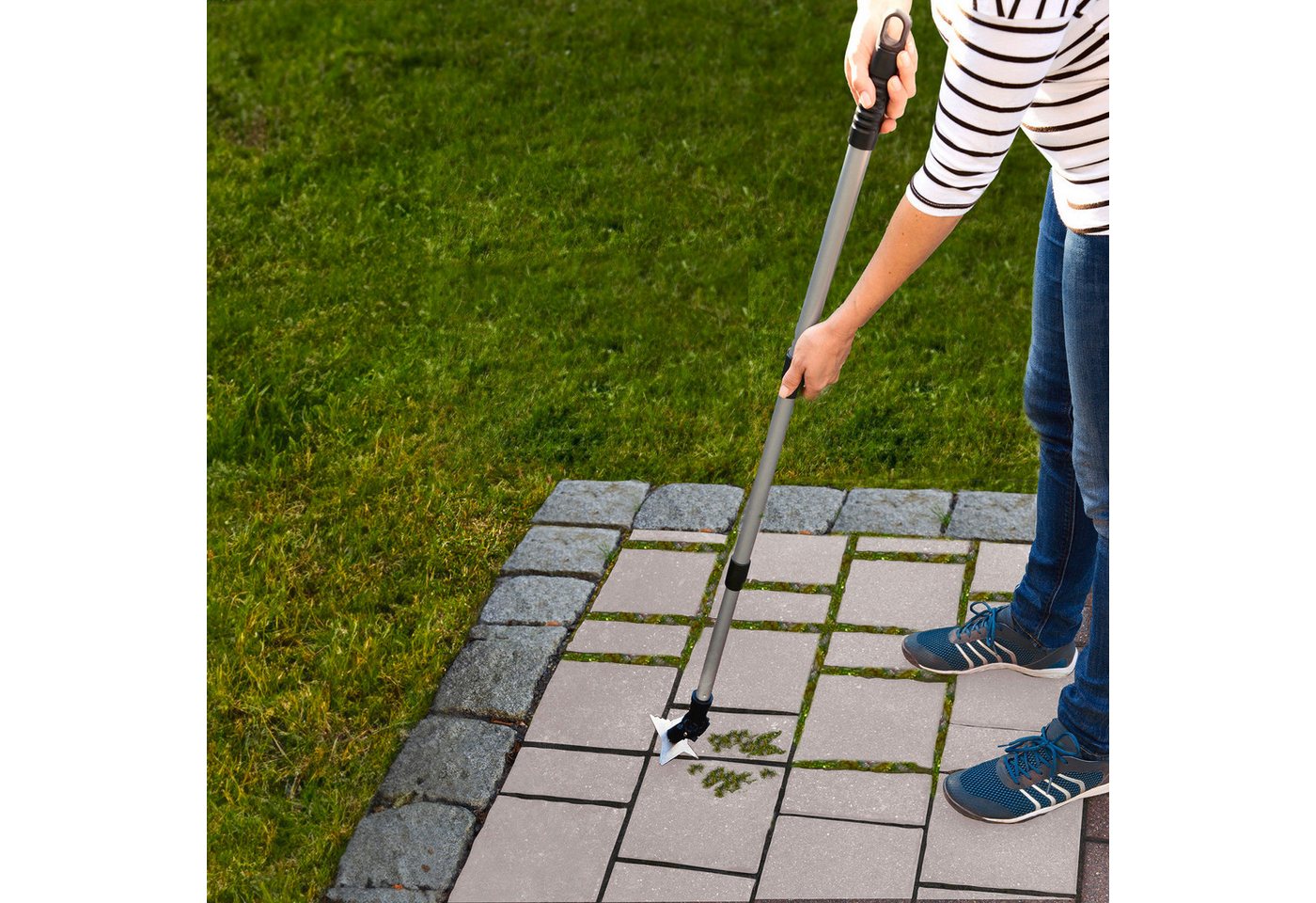Maximex Fugenkratzer Maximex 4-ZACK, mit Teleskopstiel, 4 unterschiedliche Zacken, für Garten und Einfahrt – Bild 2 von 5