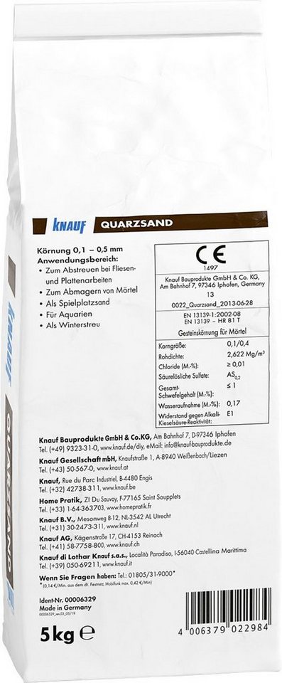 KNAUF Fugenmörtel Knauf Quarzsand 5 kg hellgrau – Bild 2 von 2