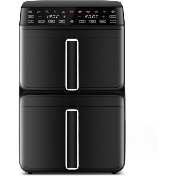 Fukstern Heißluftfritteuse 2 Kammern, Airfryer 11L mit 11 voreingestellte Programme,Touchdisplay, Unabhängige Temperaturregelung, 3000 W, Antihaft-Metallkörbe,4