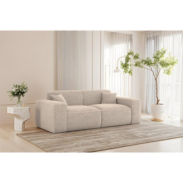 Fun Möbel 2-Sitzer Sofa Designersofa CELES PREMIUM in Stoff Sven, Rundumbezug, inkl. 2 Zierkissen
