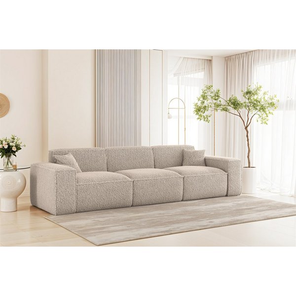 Fun Möbel 3-Sitzer Sofa Designersofa CELES PREMIUM in Stoff Sven, Rundumbezug, 2 x Zierkissen