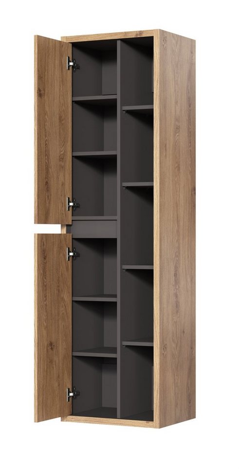 Fun Möbel Badmöbel-Set 4-tlg oder 3-tlg MARINA mit/ohne Waschtisch 60 cm, (Set, 4-St., Unterschrank, Hochschrank, Spiegelschrank, m./o. Aufsatzwaschtisch), Schu – Bild 3 von 5