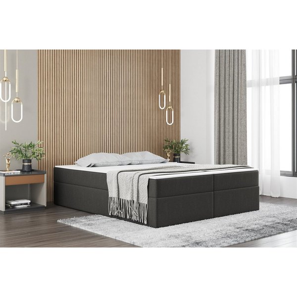 Fun Möbel Boxspringbett Dachschräge-Schlafzimmerbett PRIMA SPEED Stoff Soro (ohne Kopfteil), inkl. Topper und Bettkästen
