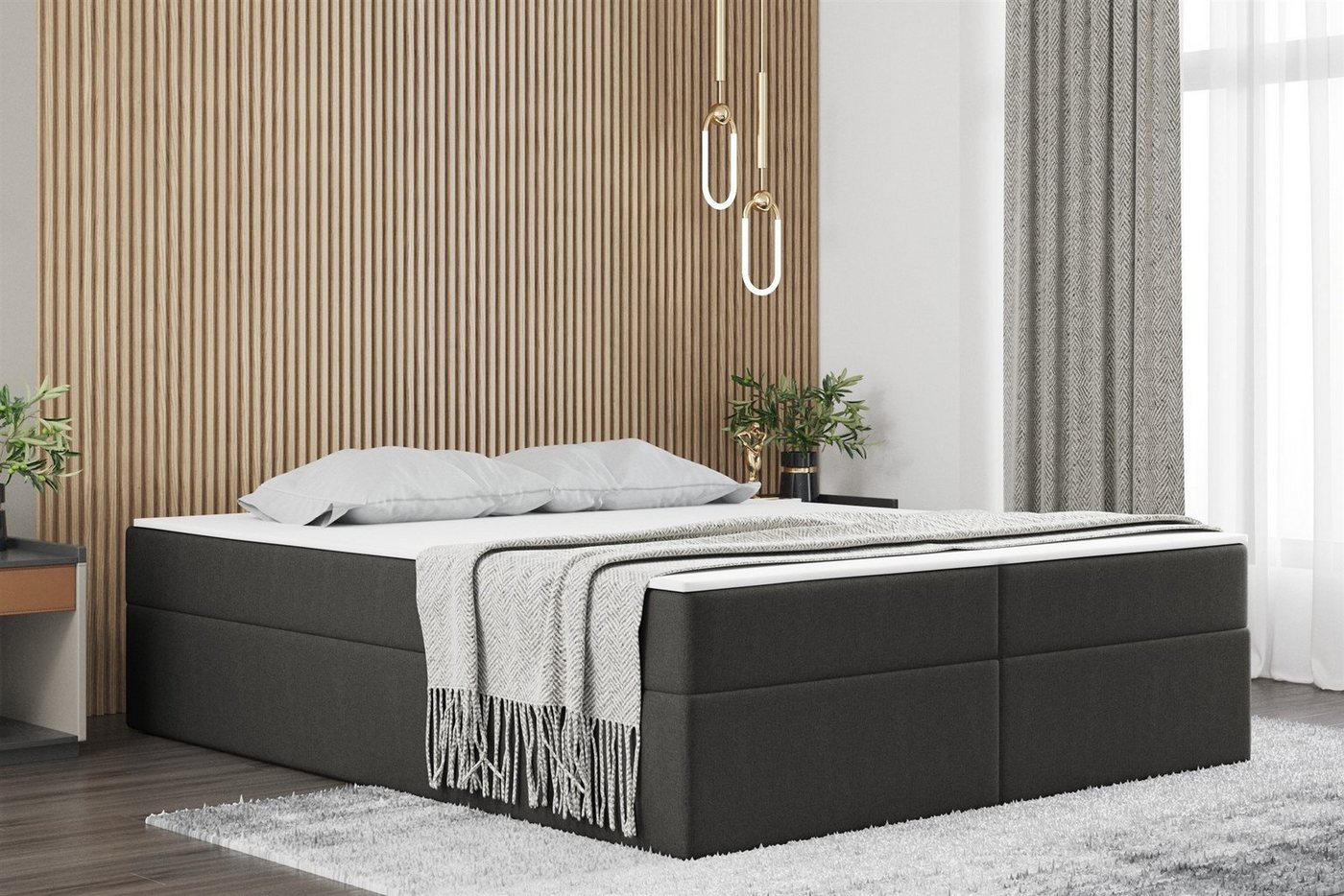 Fun Möbel Boxspringbett Dachschräge-Schlafzimmerbett PRIMA SPEED Stoff Soro (ohne Kopfteil), inkl. Topper und Bettkästen – Bild 3 von 3