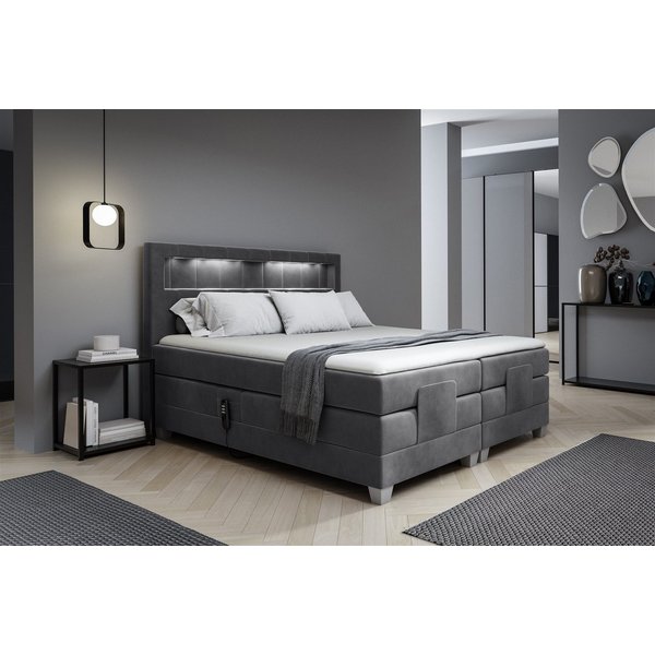 Fun Möbel Boxspringbett Schlafzimmerbett DAVIDE Elektrisch in Stoff Fresh (inkl. Topper), Matratzen elektrisch verstellbar
