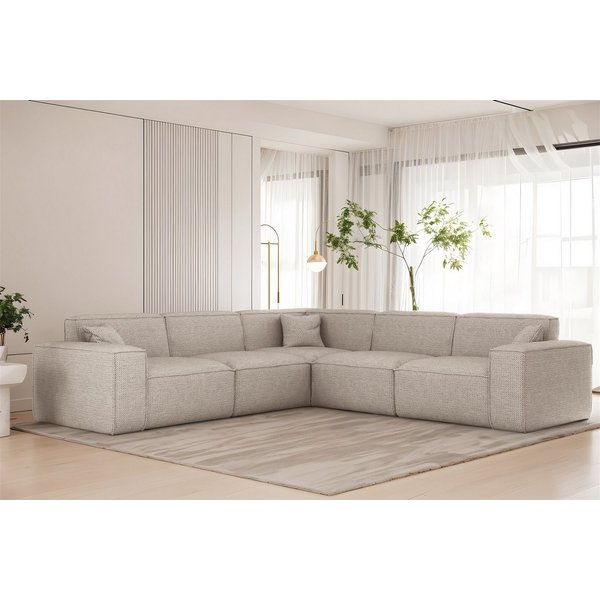 Fun Möbel Ecksofa Designersofa CELES PREMIUM in Stoff Artico Universal (246cmx246cm), Rundumbezug, inkl. 3 Zierkissen