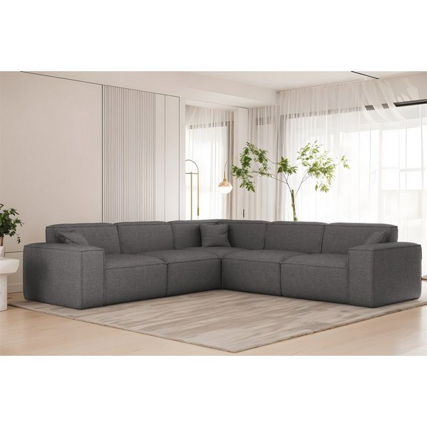 Fun Möbel Ecksofa Designersofa CELES PREMIUM in Stoff Artico Universal (246cmx246cm), Rundumbezug, inkl. 3 Zierkissen