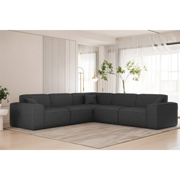 Fun Möbel Ecksofa Designersofa CELES PREMIUM in Stoff Artico Universal (246cmx246cm), Rundumbezug, inkl. 3 Zierkissen