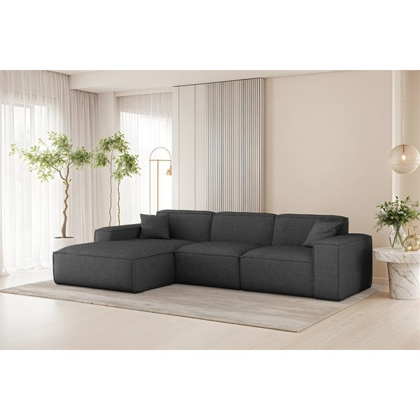 Fun Möbel Ecksofa Designersofa CELES PREMIUM in Stoff Artico (266cm x 165cm), Rundumbezug, inkl. 2 Zierkissen
