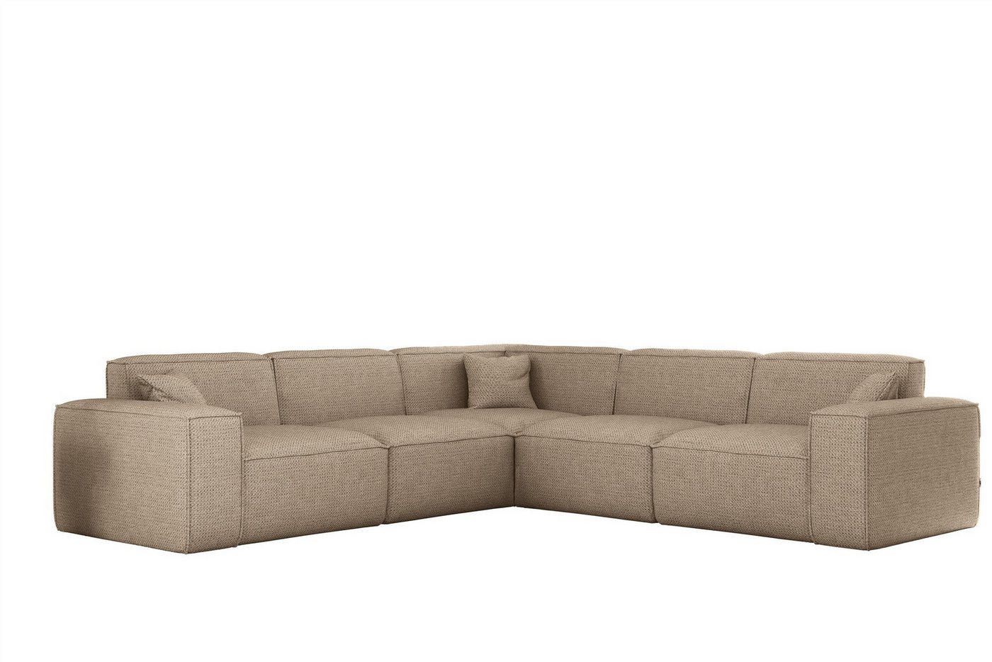 Fun Möbel Ecksofa Designersofa CELES PREMIUM in Stoff Artico Universal (246cmx246cm), Rundumbezug, inkl. 3 Zierkissen – Bild 2 von 4