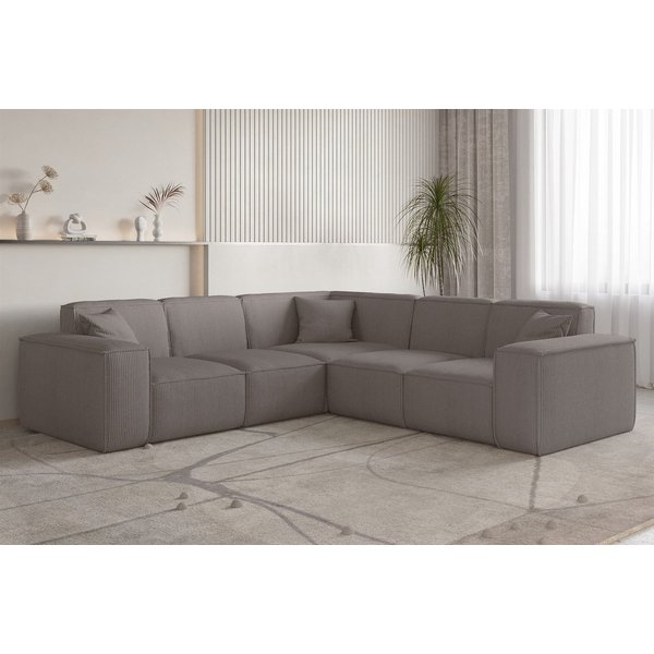 Fun Möbel Ecksofa Designersofa CELES PREMIUM in Stoff Scala, Seite Universal, inkl. 3 Zierkissen