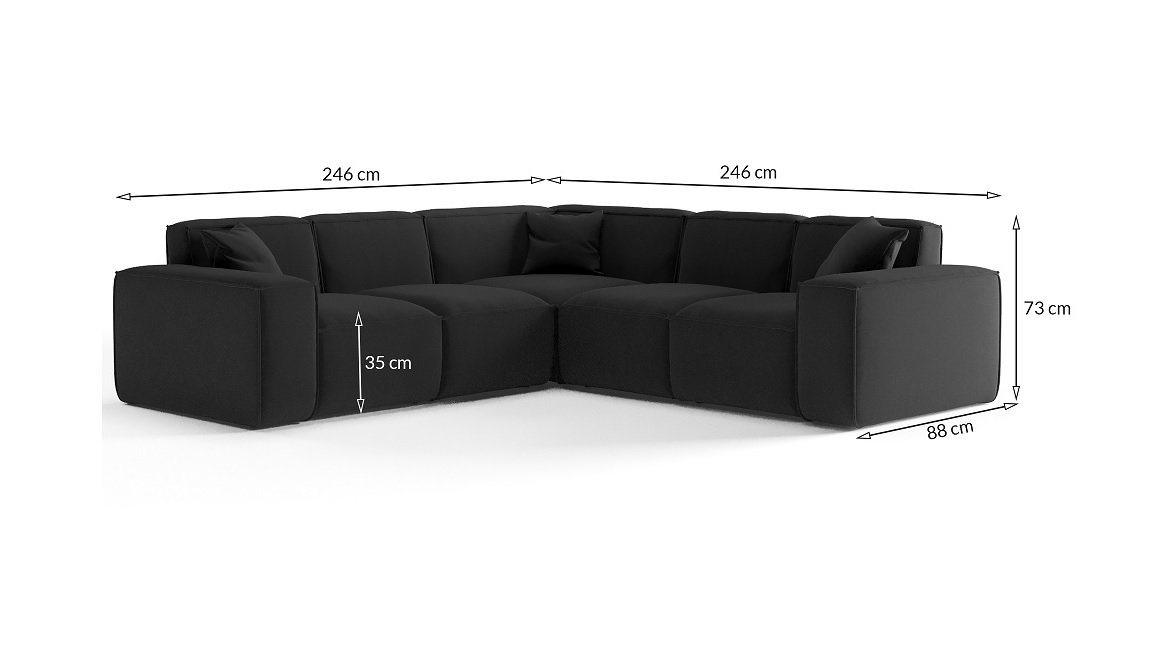Fun Möbel Ecksofa Designersofa CELES PREMIUM in Stoff Scala, Seite Universal, inkl. 3 Zierkissen – Bild 3 von 3