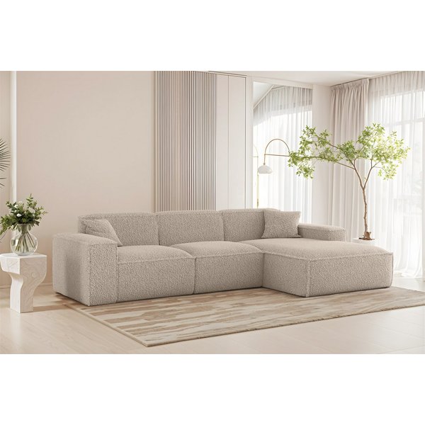 Fun Möbel Ecksofa Designersofa CELES PREMIUM in Stoff Sven, Ottomane Rechts oder Links, inkl. 2 x Zierkissen