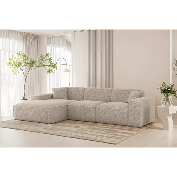 Fun Möbel Ecksofa Designersofa CELES PREMIUM in Stoff Sven, Ottomane Rechts oder Links, inkl. 2 x Zierkissen
