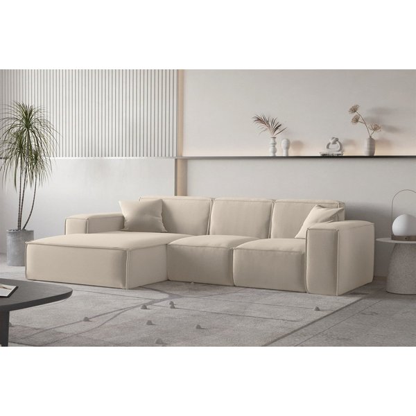 Fun Möbel Ecksofa Designersofa CELES PREMIUM Ottomane Rechts oder Links in Stoff, inkl. 2 Zierkissen