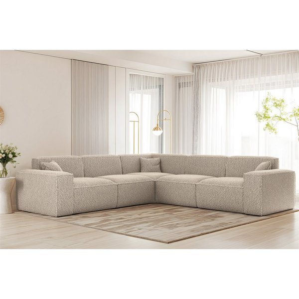 Fun Möbel Ecksofa Designersofa CELES PREMIUM Universal Stoff Sven, inkl. 3 x Zierkissen