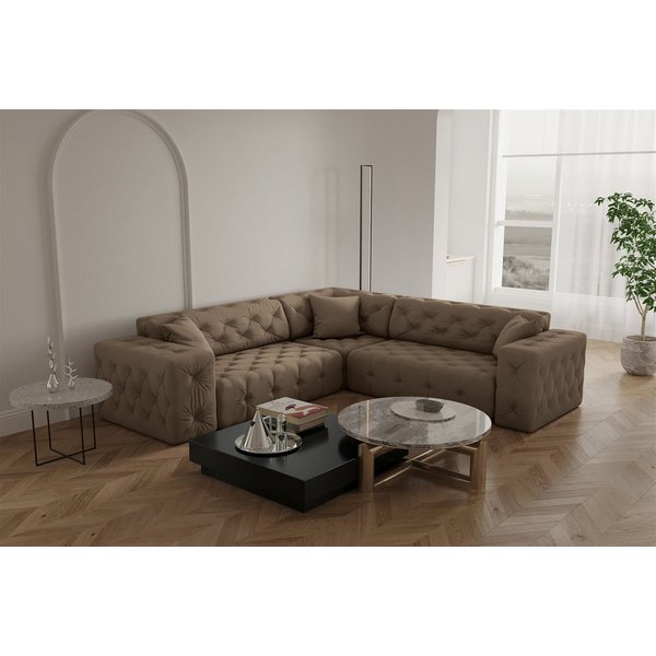 Fun Möbel Ecksofa Ecksofa Designersofa CHANTAL Seite universal in Stoff Opera Velvet