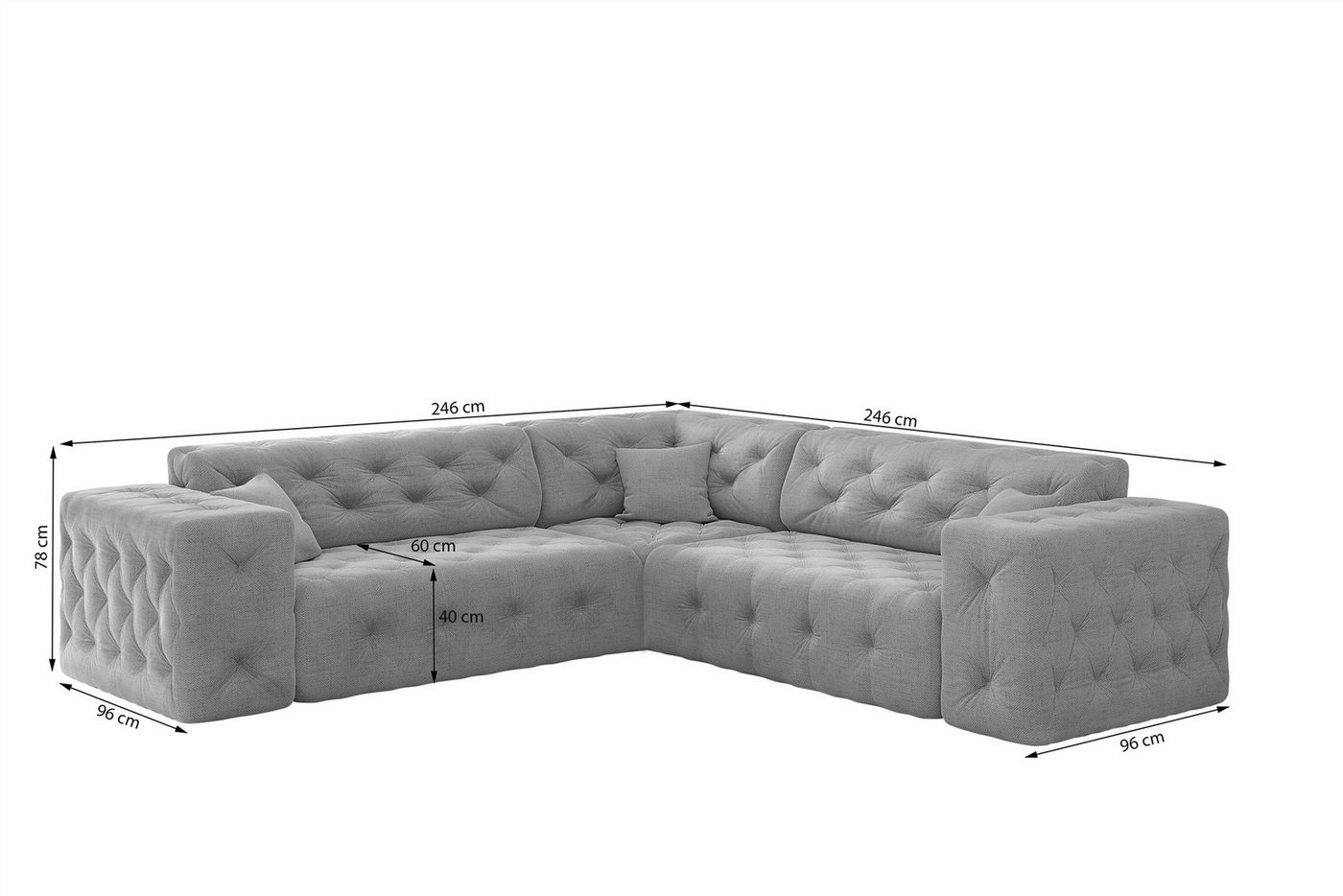 Fun Möbel Ecksofa Ecksofa Designersofa CHANTAL Seite universal in Stoff Opera Velvet – Bild 5 von 5