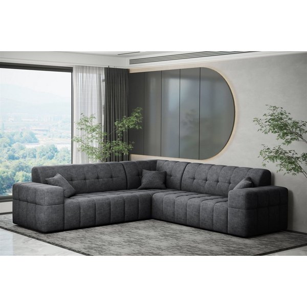 Fun Möbel Ecksofa Ecksofa Designersofa NANCY in Stoff Harmony Seite Universal, Rundumbezug