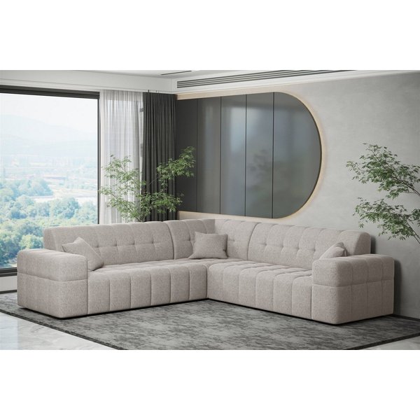 Fun Möbel Ecksofa Ecksofa Designersofa NANCY in Stoff Neve Seite Universal, Rundumbezug