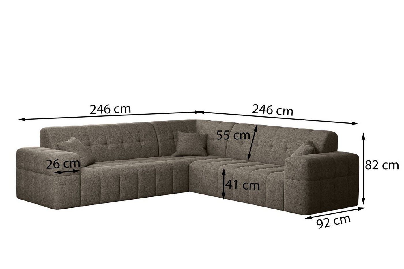 Fun Möbel Ecksofa Ecksofa Designersofa NANCY in Stoff Neve Seite Universal, Rundumbezug – Bild 2 von 2