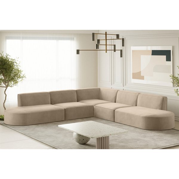 Fun Möbel Ecksofa Designersofa PALMA Seite Universal in Stoff Noel und Scala, Rundumbezug, Kann links oder rechts in Raum platziert werden