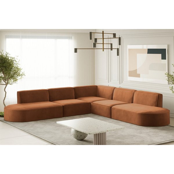 Fun Möbel Ecksofa Designersofa PALMA Seite Universal in Stoff Noel und Scala, Rundumbezug, Kann links oder rechts in Raum platziert werden