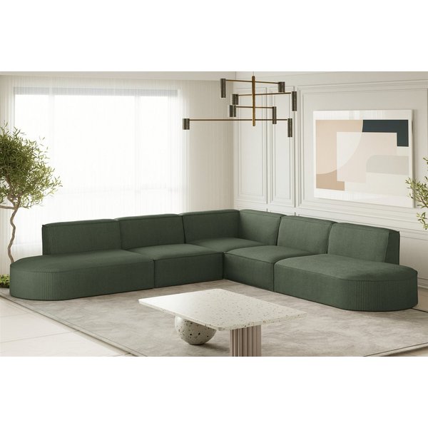 Fun Möbel Ecksofa Designersofa PALMA Seite Universal in Stoff Noel und Scala, Rundumbezug, Kann links oder rechts in Raum platziert werden