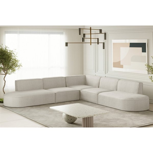 Fun Möbel Ecksofa Designersofa PALMA Seite Universal in Stoff Noel und Scala, Rundumbezug, Kann links oder rechts in Raum platziert werden