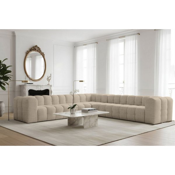 Fun Möbel Ecksofa Designersofa SOLVIE XL Universal (330cm), Stoff Moly oder Tiffani, Sofa-Rücken echt bezogen