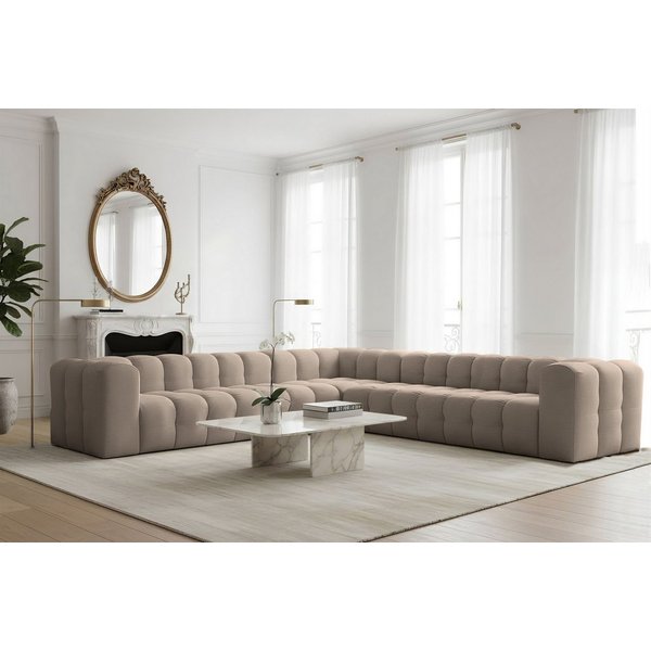 Fun Möbel Ecksofa Designersofa SOLVIE XL Universal (330cm), Stoff Moly oder Tiffani, Sofa-Rücken echt bezogen