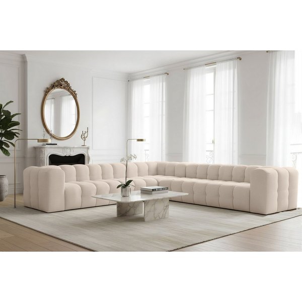 Fun Möbel Ecksofa Designersofa SOLVIE XL Universal (330cm), Stoff Moly oder Tiffani, Sofa-Rücken echt bezogen