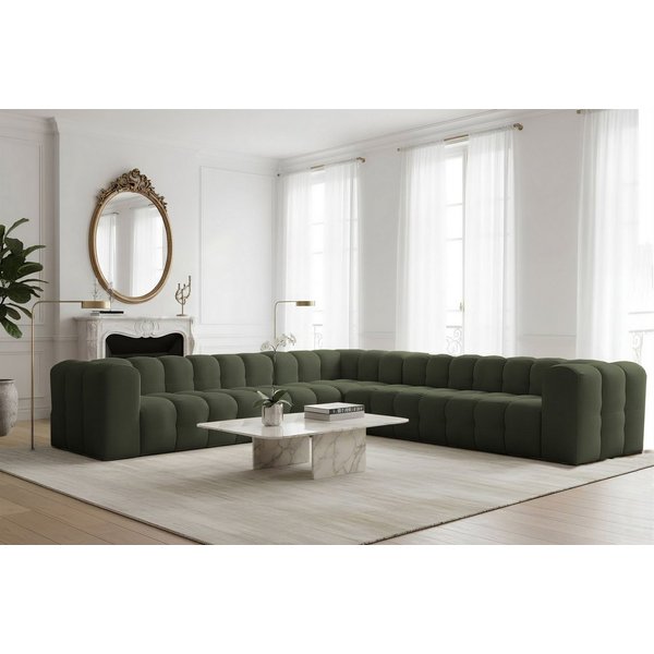 Fun Möbel Ecksofa Designersofa SOLVIE XL Universal (330cm), Stoff Moly oder Tiffani, Sofa-Rücken echt bezogen