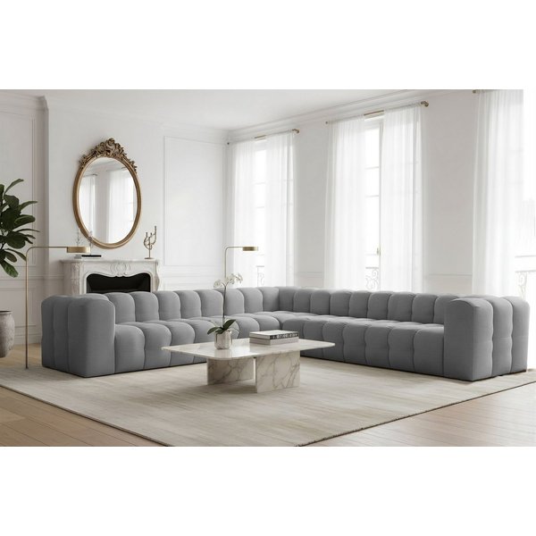 Fun Möbel Ecksofa Designersofa SOLVIE XL Universal (330cm), Stoff Moly oder Tiffani, Sofa-Rücken echt bezogen