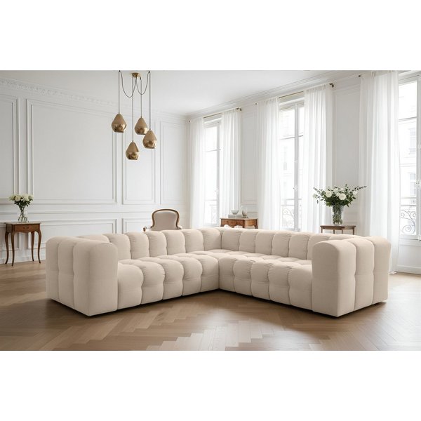 Fun Möbel Ecksofa Designersofa SOLVIE XS Universal in (270cm), Stoff Moly oder Tiffani