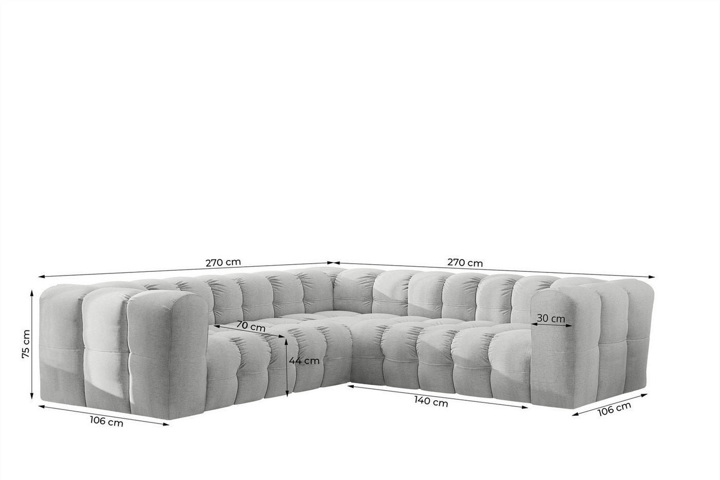 Fun Möbel Ecksofa Designersofa SOLVIE XS Universal in (270cm), Stoff Moly oder Tiffani – Bild 3 von 4