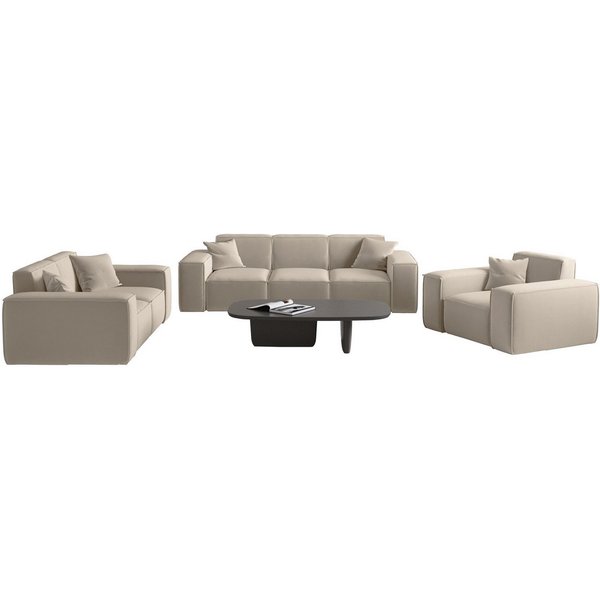 Fun Möbel Polstergarnitur Sofaset Designersofa CELES Premium 3-2-1 in Stoff, (inkl. 5 Zierkissen, Sofaset Designersofa CELES PREMIUM 3-2-1 in Stoff)