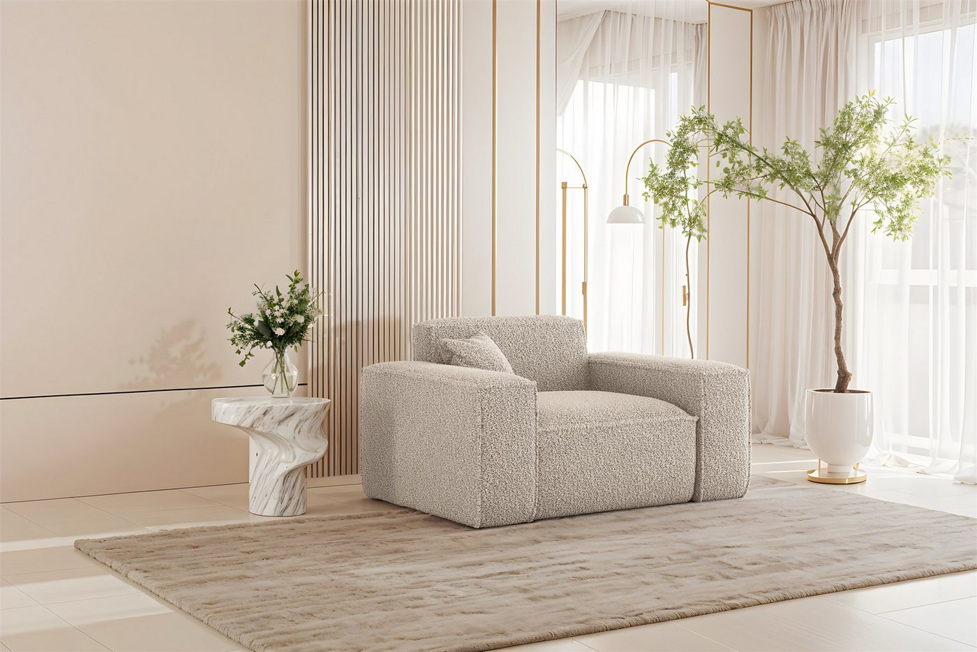 Fun Möbel Polstergarnitur Sofaset Designersofa FUN PEREZ PREMIUM 3-2-1 in Stoff Sven, (Rundumbezug), inkl. 5 Zierkissen – Bild 5 von 5