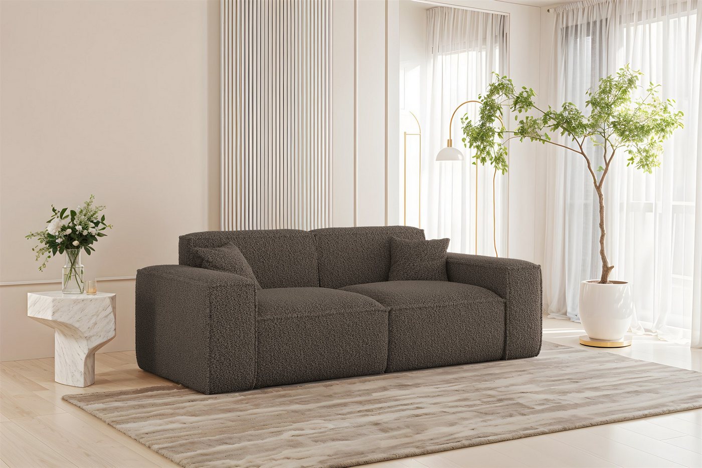 Fun Möbel Polstergarnitur Sofaset Designersofa FUN PEREZ PREMIUM 3-2-1 in Stoff Sven, (Rundumbezug), inkl. 5 Zierkissen – Bild 4 von 5