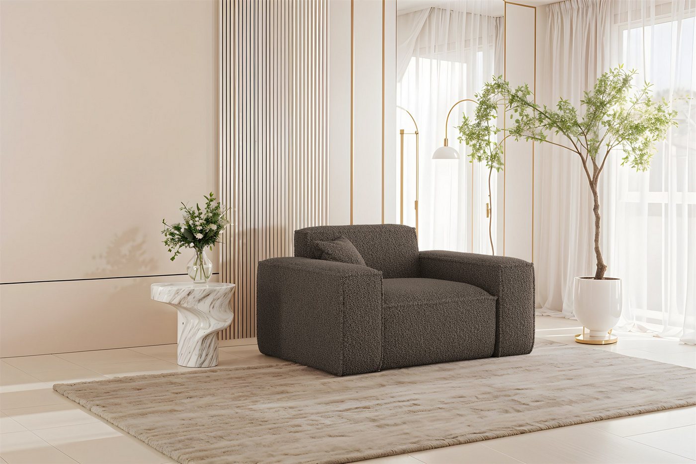 Fun Möbel Polstergarnitur Sofaset Designersofa FUN PEREZ PREMIUM 3-2-1 in Stoff Sven, (Rundumbezug), inkl. 5 Zierkissen – Bild 5 von 5