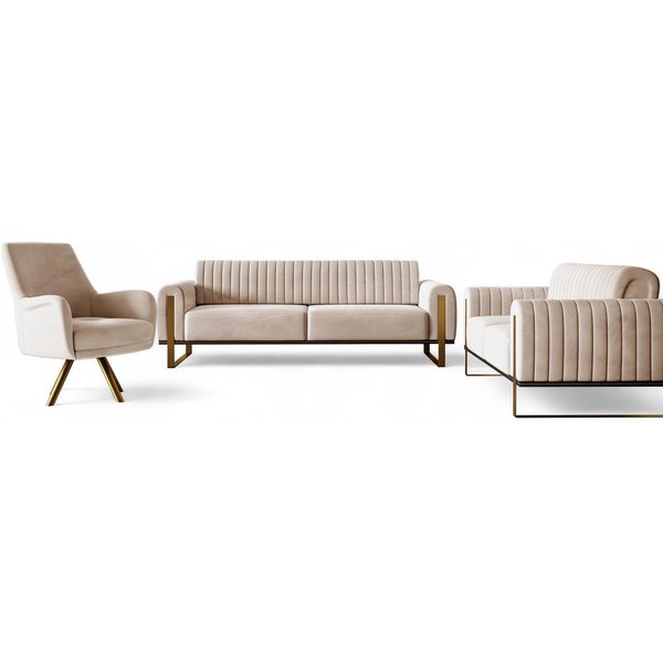 Fun Möbel Polstergarnitur Sofaset Designersofas FUN MADINA 3-2-1 in Stoff Stoff Elisa Velvet, (3-tlg., 2 Sofas und 1 Sessel), Rückenlehne verstellbar, Drehbarer