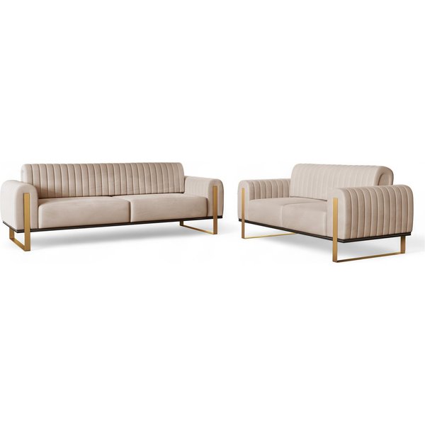 Fun Möbel Polstergarnitur Sofaset Designersofas FUN MADINA 3-2 in Stoff Elisa Velvet, (2-tlg., 2 Sofas), Rückenlehne verstellbar, Rundumbezug