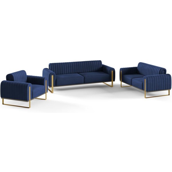 Fun Möbel Polstergarnitur Sofaset Designersofas VALERIE 3-2-1 in Stoff Elisa Velvet, Rücken echt bezogen