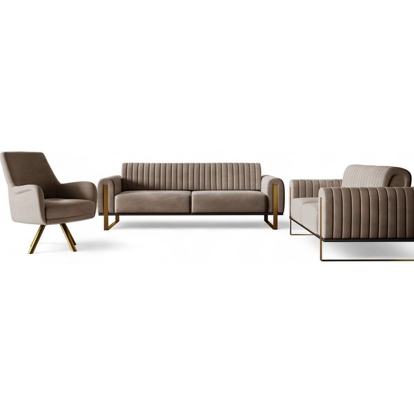 Fun Möbel Polstergarnitur Sofaset Designersofas VALERIE 3-2-1 in Stoff Elisa Velvet, (3-tlg., 2 Sofas und 1 Sessel), Rückenlehne verstellbar, Drehbarer Sessel, 