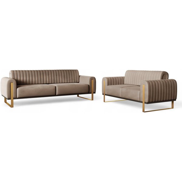 Fun Möbel Polstergarnitur Sofaset Designersofas VALERIE 3-2 in Stoff Elisa Velvet, (2-tlg., 2 Sofas), Rückenlehne verstellbar, Rundumbezug