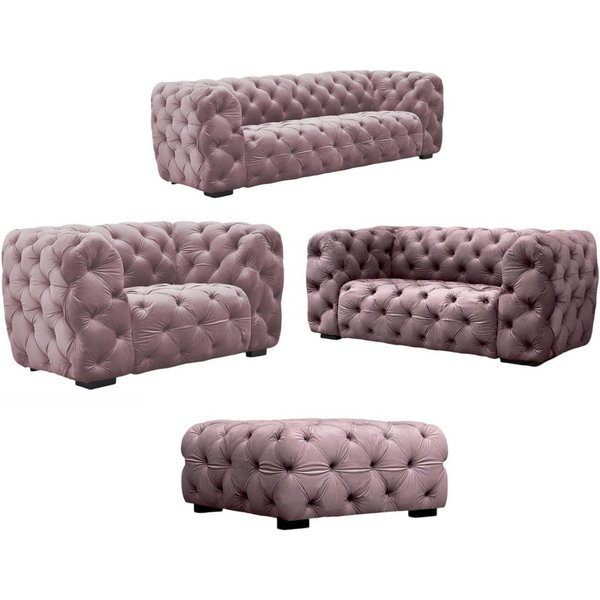 Fun Möbel Polstergarnitur Sofaset NATALIE 3-2-1 in Stoff Riviera inkl. Polsterhocker, (Set, 4-tlg), Rundumbezug