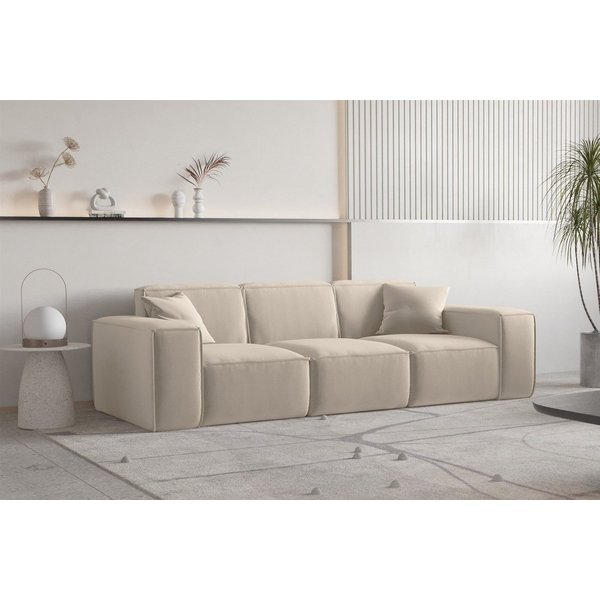 Fun Möbel Sofa Sofa Designersofa CELES PREMIUM 3-Sitzer in Stoff, Inkl. 2 Zierkissen